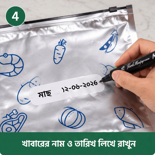 ধাপ ৩: খাবারের নাম ও তারিখ লিখে রাখুন
